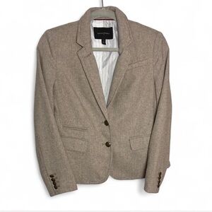 BANANA REPUBLIC- Women's tan and brow tweed blazer - Size: 6 PETITE